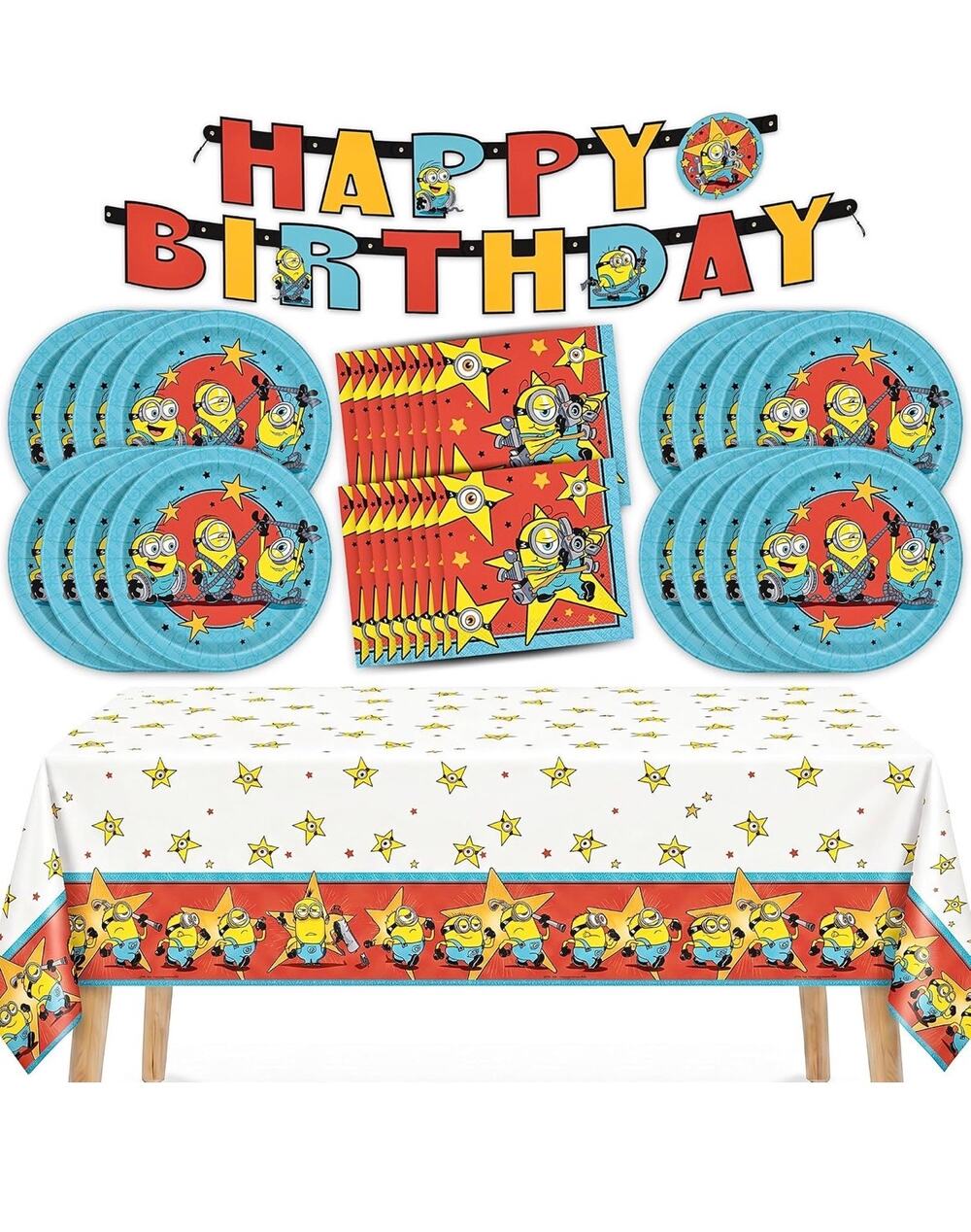 Minions Birthday Party Decorations Set for 16 Guests Banner Plates Napkins